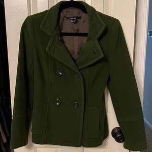 ZARA Basic Green Wool Peacoat - Size Small